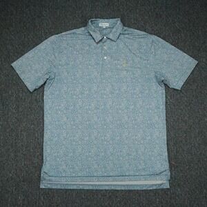 Peter Millar Shirt Mens Large Blue The Players Floral Polo Short Sleeve Golf